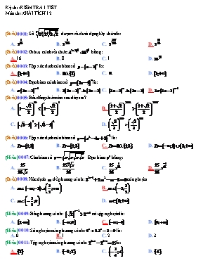 Đề thi môn Giải Tích 12